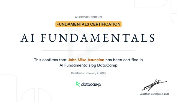 AI Fundamentals certificate